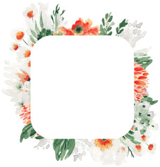 Summer Floral Frame, Wildflower Illustration Frame, Flower Frame, Summer Flowers, Flower Bouquet, White Flowers Illustration Frames
