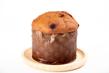 Panettone, beautiful and delicious panettone photographed with white background, selective focus.