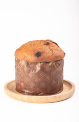 Panettone, beautiful and delicious panettone photographed with white background, selective focus.