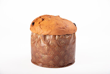 Panettone, beautiful and delicious panettone photographed with white background, selective focus.