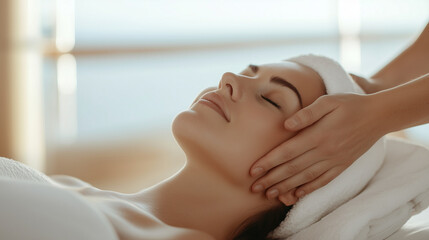 Traveler Enjoying Massage in Cruise Spa with Relaxing Atmosphere