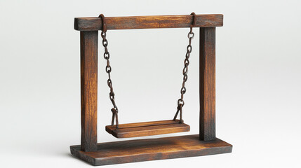 Wooden Swing Set Miniature Model Rustic Home Decor