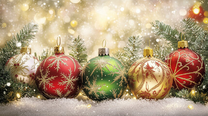 Festive Christmas Decorations with Ornate Holiday Baubles