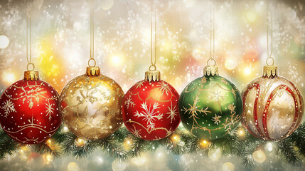 Festive Christmas Decorations with Ornate Holiday Baubles