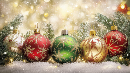 Festive Christmas Decorations with Ornate Holiday Baubles