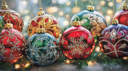 Festive Christmas Decorations with Ornate Holiday Baubles