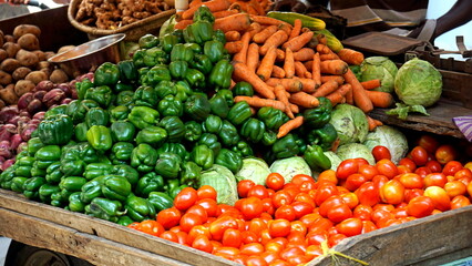 fresh vegetables on a farmer market at zanzibar