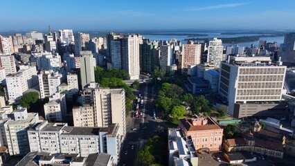 Porto Alegre Skyline At Porto Alegre In Rio Grande Do Sul Brazil. Downtown District. Highrise...