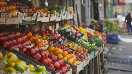 Fresh Produce Stall in Urban Market