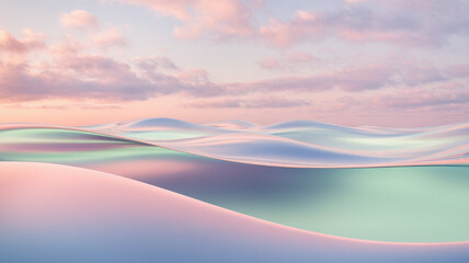 A mesmerizing landscape of soft pastel waves under a serene sky, evoking tranquility and calmness. Perfect for backgrounds or serene mood settings.