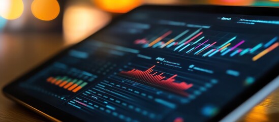 a financial dashboard displaying investment data and performance metrics on a tablet