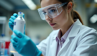 female scientist examines food samples toxic substances ensuring food safety quality control every time