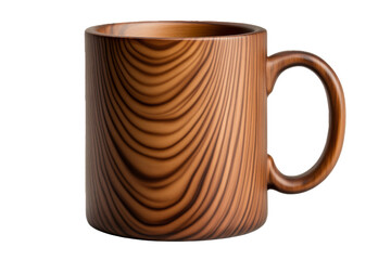 Wooden Mug with Smooth Texture Isolated on Transparent Background