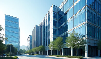 Obraz premium modern corporate office buildings feature clean lines glass facades elegant designs