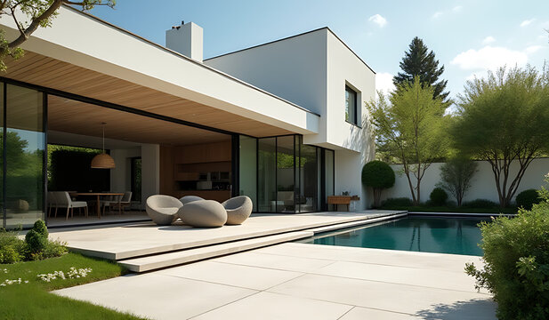 minimalist home features modern technology sunny beautiful outdoor setting always looking fresh new daily updates ai assistance