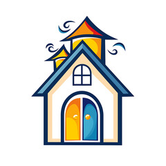 Stylized House Logo Illustration for Real Estate or Home Cleaning Businesses