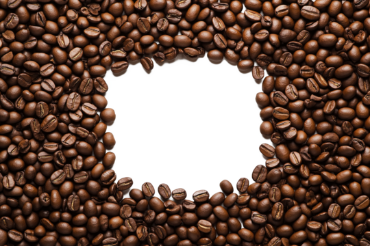 Close-up of single coffee bean on light gray background. Rich brown coffee bean isolated, no text or objects. Coffee bean central, focus on seed, brown color, coffee aroma. Transparent alpha mask.