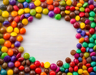 Obraz premium frame of candy coated chocolate candies