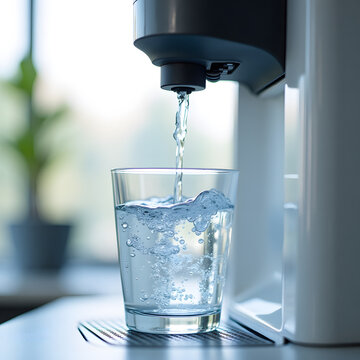 Fresh sparkling water dispenser in modern kitchen setting