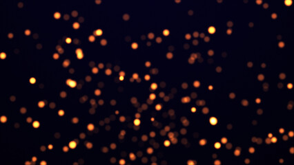 Bright background with falling particles, orange bokeh effect, abstract particle background