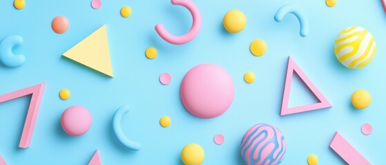 A colorful background with many different shapes and sizes of balls