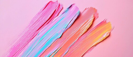 A colorful brush stroke on a pink background