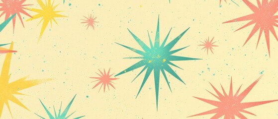 A colorful background with many stars and a yellow background