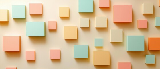 A colorful wall made of squares of different colors