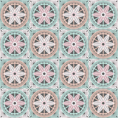 Pattern with crochet granny square with flowers wallpaper handmade decorative art design print	