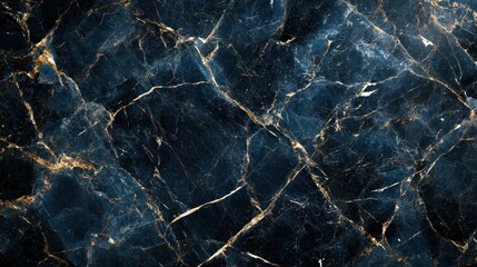 Abstract background of dark blue and gold marble texture.