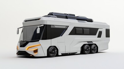 A futuristic RV model, highlighting innovation and design for modern mobility, set on a transparent background