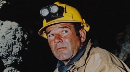 Fototapeta premium Miner in the Deep: A Portrait of Industrial Labor Underground
