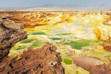 Colourful spings of acid in Dallol, Danakil depression, Ethiopia