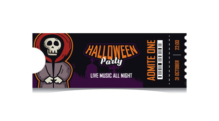 Halloween party entry ticket template concept