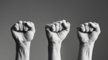 Fists raised for equality. 