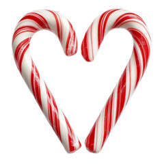 Fototapeta premium Two candy canes in the shape of a heart, isolated on a white background, 