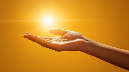 A realistic image of a hand reaching forward to embrace the light of hope and possibility