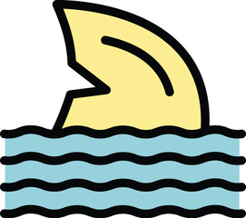 Cartoon style icon of a shark fin sticking out of the water