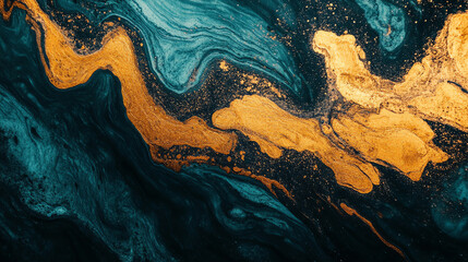Dynamic gold and turquoise marble effect texture