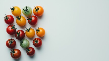 A vibrant handful of colorful cherry tomatoes showcasing fresh produce in a kitchen setting during daylight hours
