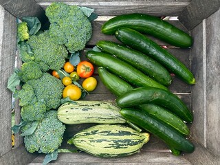 Rustic raw Vegetables in crate