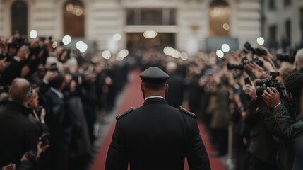Celebrity Guard Escorting During Red Carpet Event