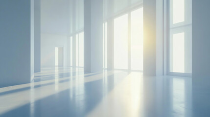 Sunlit modern interior with white walls