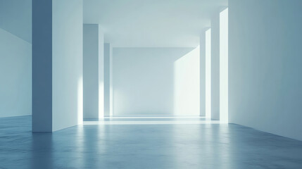 Modern white hallway with soft lighting