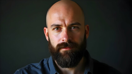 Obraz premium Portrait of bald man with beard