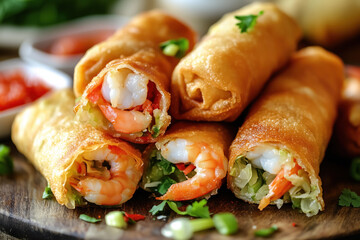 Shrimp spring rolls with fresh vegetables