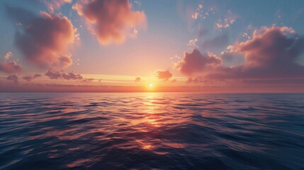 Fototapeta premium Serene Ocean Sunrise: New Beginnings and Hope Reflected on Tranquil Waters