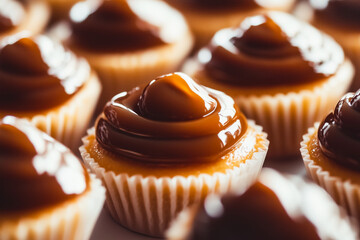 Cupcakes with caramel swirl frosting