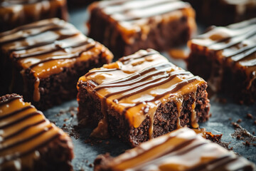 Fudgy brownies with caramel drizzle