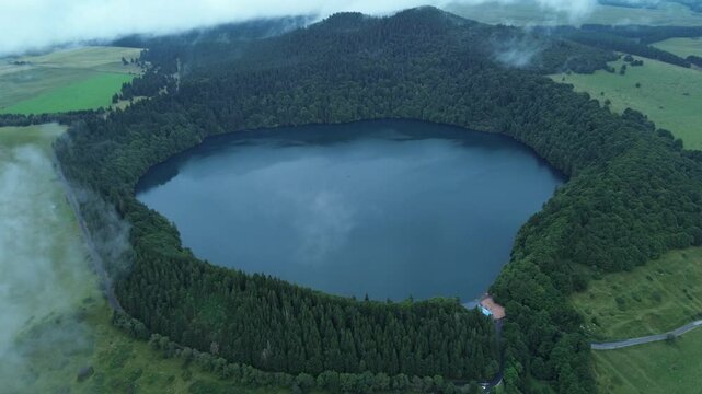 drone video Pavin lake france europe